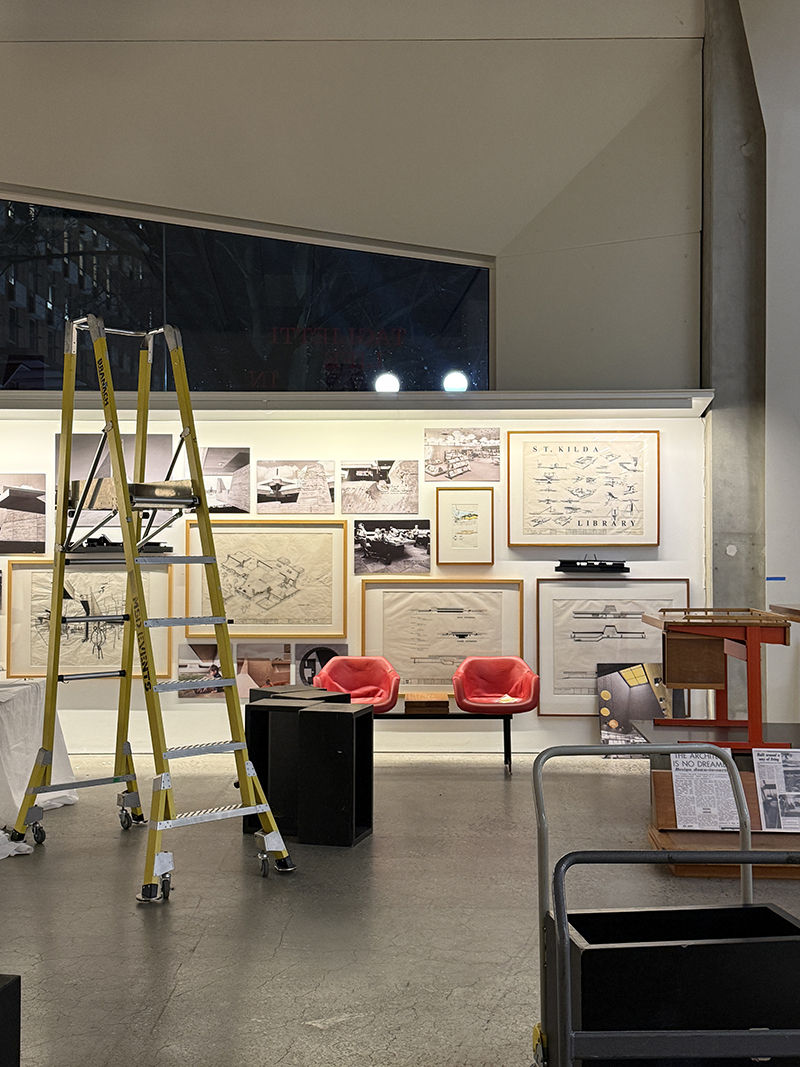 An image of the gallery showcasing the Enrico Taglietti exhibition at Melbourne School of Design