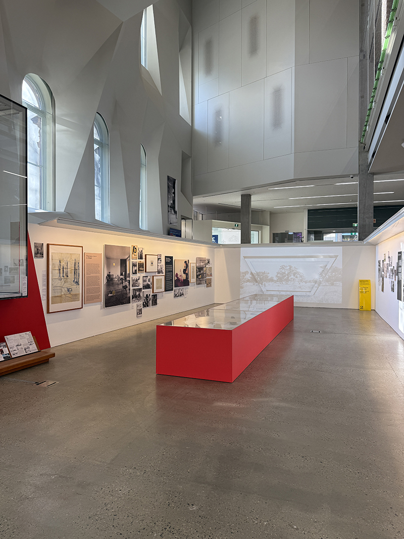 An image of the gallery showcasing the Enrico Taglietti exhibition at Melbourne School of Design
