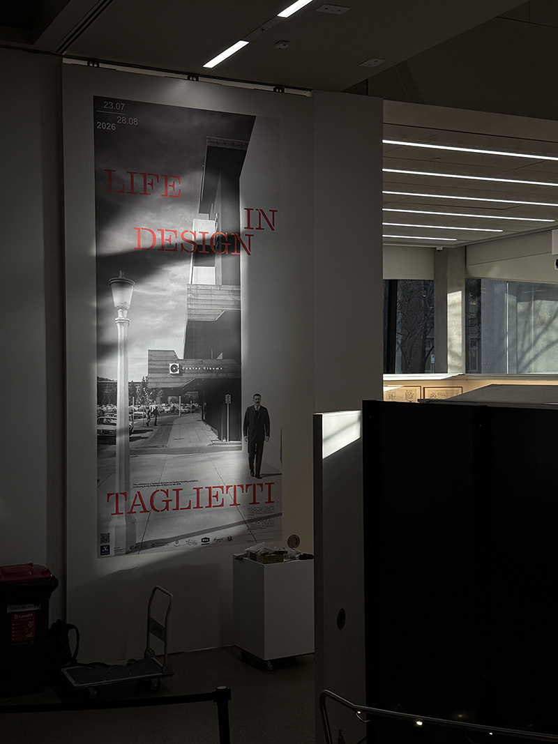 An image of the gallery showcasing the Enrico Taglietti exhibition at Melbourne School of Design