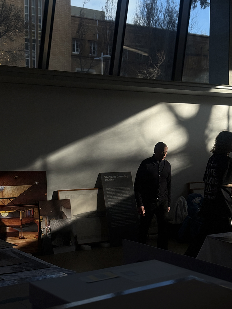 An image of the gallery showcasing the Enrico Taglietti exhibition at Melbourne School of Design